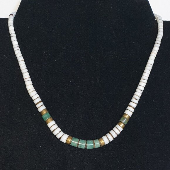 Vintage 1980s Southwestern Heishi-Style Shell & Chrysocolla Necklace - Picture 10 of 12